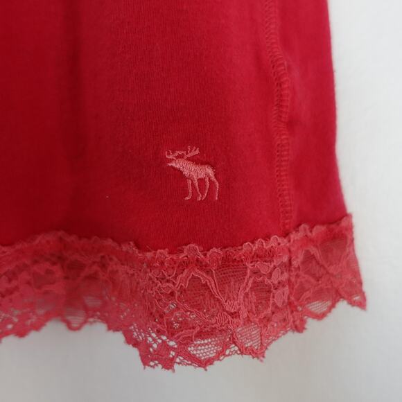 Vintage Y2K Abercrombie & Fitch Tank Top Medium Pink Lace Babydoll Cami 2000s - Picture 2 of 9